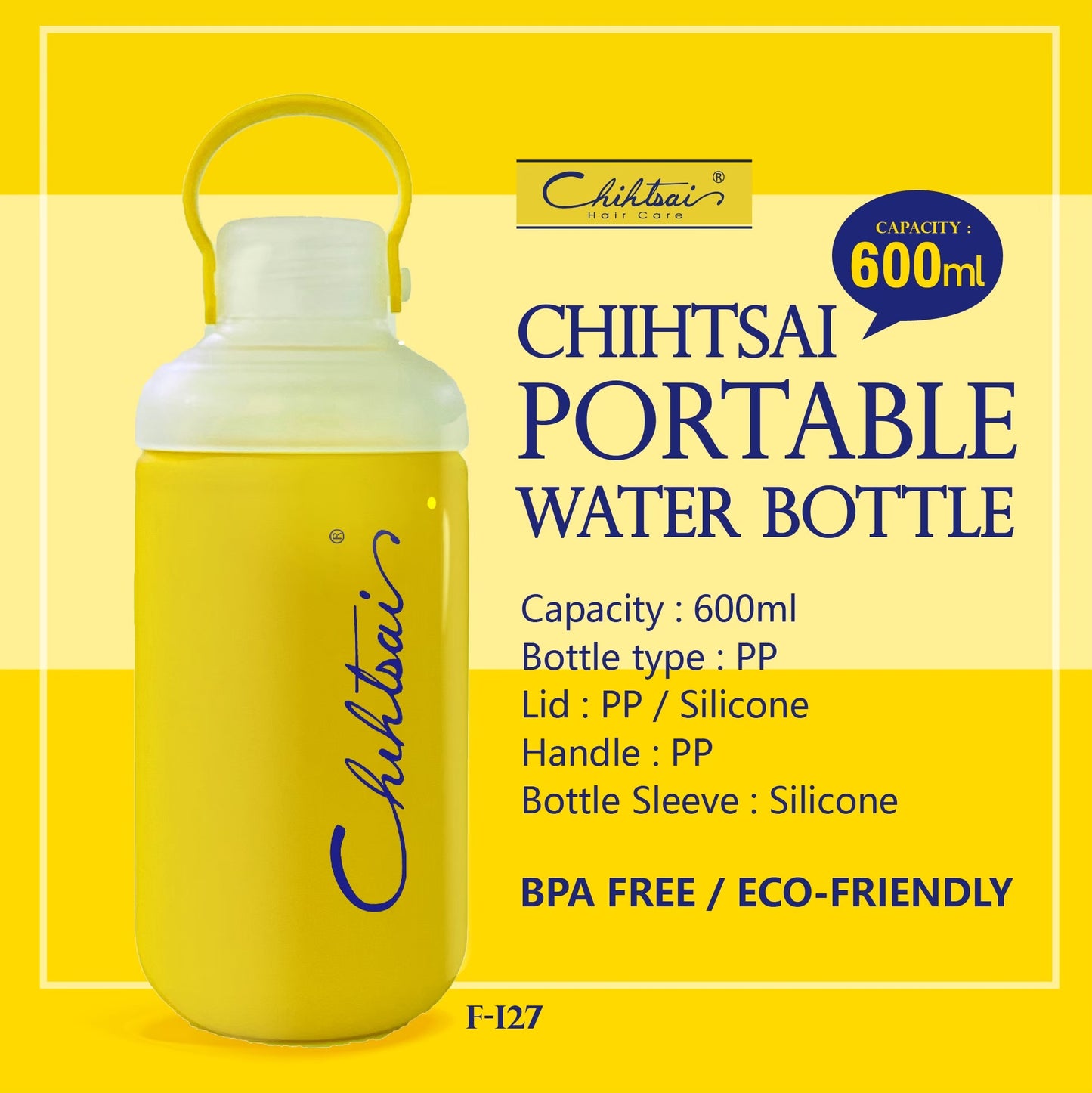Chihtsai-Portable Water Bottle-Yellow-600ml