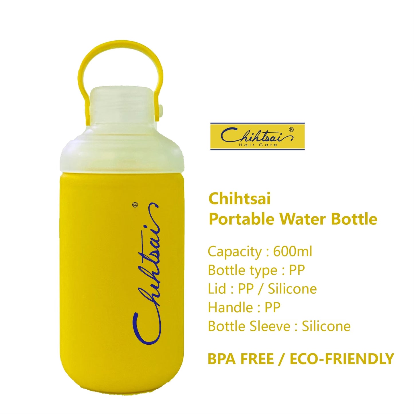 Chihtsai-Portable Water Bottle-Yellow-600ml